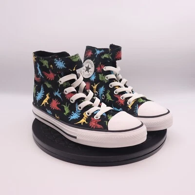 Zapatillas altas Converse para niños negras multi dinosaurio talla 3Y *NUEVAS* Foto 1 de 4