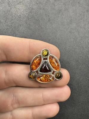 Lote de joyas broche ámbar 925 plata esterlina 6,9 g de colección F Foto 1 de 4