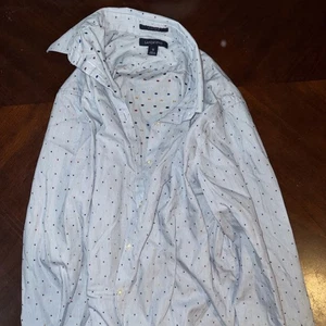 lands end womens top Sz 12 Polk A Dot Button Down Dress Shirt - Picture 1 of 3