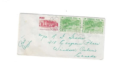 PERU Cover sent to Canada - Image 1 of 2