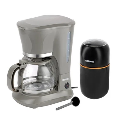 GEEPAS 1.5L Filter Coffee Machine & Coffee Grinder 80g Capacity Combo Set, Black - Image 1 of 4