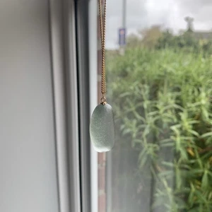 Suffolk Southwold Grey Sea Glass Necklace & pendant 18-inch gold plated - Picture 1 of 4