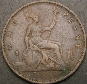 GREAT BRITAIN 1 Penny 1880 - Bronze - VF- 3342 ¤ - Picture 1 of 2