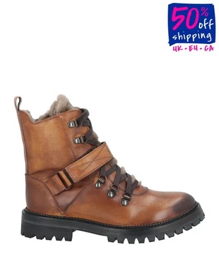 RRP€750 ELEVENTY Leather Combat Boots US7 UK4 EU37 Burnished Made in Italy - Image 1 of 4