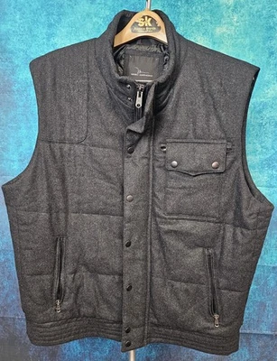 Marc Anthony 拉链和扣羊毛混纺背心炭黑色 XXL 内衬商务休闲秋季 — 第 1/2 张图片