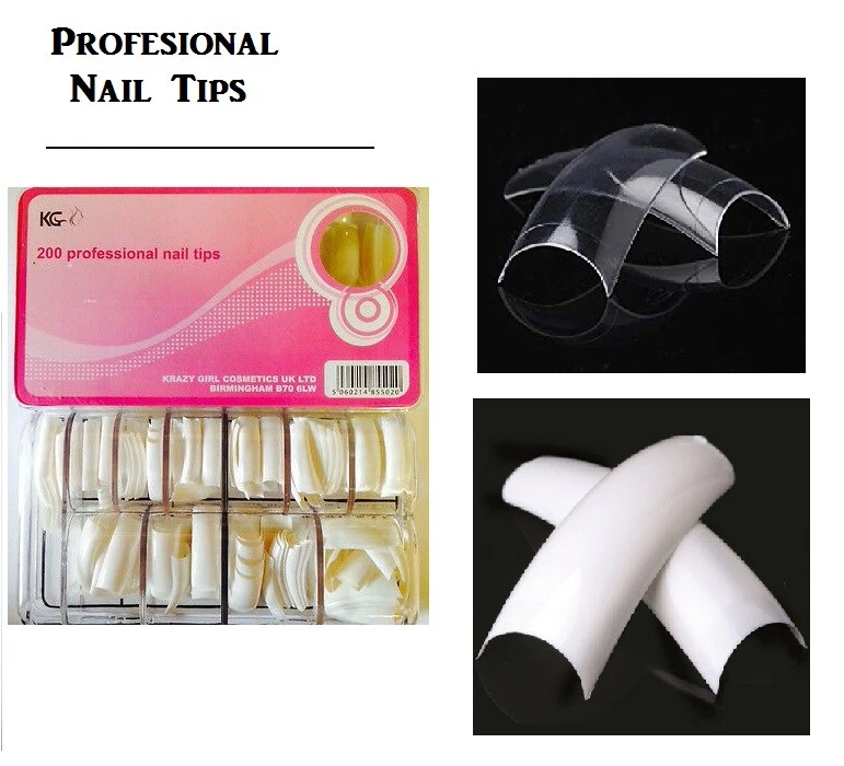 KRAZY GIRL KG Nail Tips & Refills Case Pack-Model as You Like 100 or 200 pc-Choose Shade