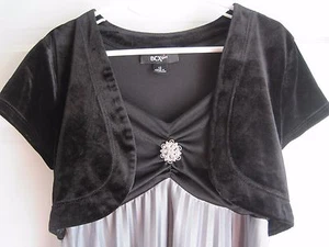 BCXGirl Velvet Pleated Jeweled Faux Jacket Party Holiday Formal Dress Girls 12 - Picture 1 of 6