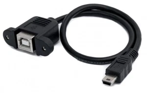 USB 2.0 Cable 30CM Tipo B Conector A Mini Con Tornillo Adaptador en Negro - Imagen 1 de 4