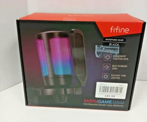 FiFine AmpliGame Gaming Microphone RGB Streaming Podcast Vocal Recording - Afbeelding 1 van 3