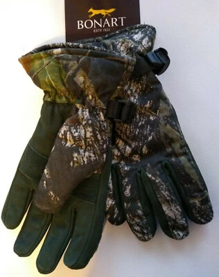 Camo Gloves With Leather Palm & Buckle Fastening - size Small Mens - Bonart - Image 1 of 4