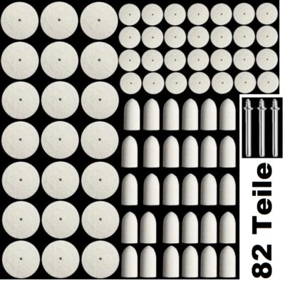 82 tlg Polierköpfe Wolle Filz Polierscheiben Polierstifte Dremel Proxxon Set Ø25
