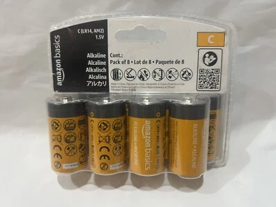 Amazon Basics 8-Pack C Cell Alkaline All-Purpose Batteries 1.5 Volt, Exp 11/2029 - Image 1 of 3