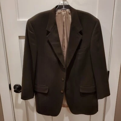 复古男式 44R 码羊绒橄榄西装外套运动西装外套联盟美国制造豪华 — 第 1/4 张图片