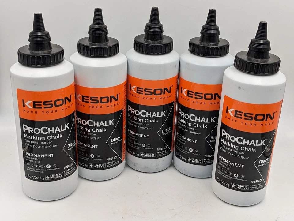 Keson Prochalk PM8BLACK Marking Chalk Refill, Lot of 5 (8 oz) Bottles, Black - Image 1 of 1