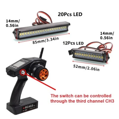 12 LED& 20LED Light Bar Super Bright Lamp For 1/10 RC Crawler Car TRX4 SCX10 KM2 - Image 1 of 4