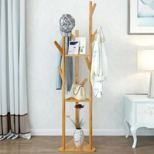 170cm Bamboo Clothes Coat Rack Bedroom Entryway Hall Corner Clothing Stand Shelf - Picture 1 of 12
