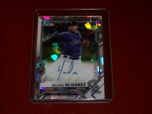 2021 Bowman Chrome Prospects Auto Atomic Refractors 068/100 Helcris Olivarez