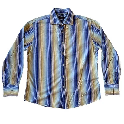 Ben Sherman Shirt 3 L Multi Striped 60s Retro Mod Casual Bright Long Sleeve UK - Image 1 of 4