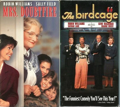Mrs. Doubtfire VHS 1996 & The Birdcage Lot of 2 Tapes Robin Williams Crossdress - Image 1 of 4