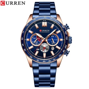 CURREN Men Watches Multifunction Wristwatch Steel Bracelet Luminous Quartz Watch - Picture 1 of 21