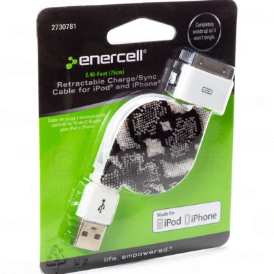 NEW Retractable USB Sync/Charge Data Cable 30-Pin Apple iPhone 4 4S 3GS 3G iPad2 - Image 1 of 4