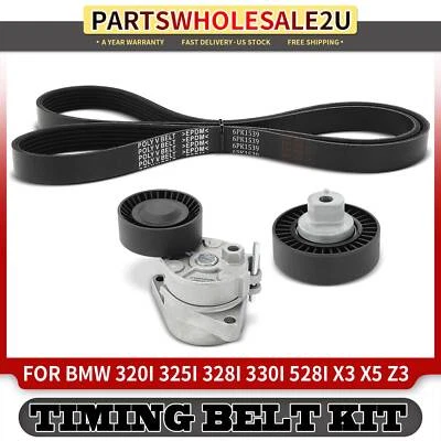 3x Serpentine Belt Drive Component Kit for BMW 320i 323Ci 328Ci 330xi 530i X3 X5 - Image 1 of 4