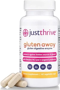 Just Thrive Gluten Away - Vegan Digestive Enzymes for Digestion - Picture 1 of 7