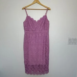 J Crew Sheath Dress Womens Size 12 Guipure Lace Spaghetti Strap Lilac Purple - Picture 1 of 11