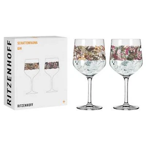 Set 2 bicchieri gin fauna ombra Ritzenhoff gufo leopardo vetro cristallo - Foto 1 di 7