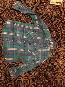 Five Brother Hemd Large grün blau Knopfleiste Flanell USA Herren Vintage - Bild 1 von 5