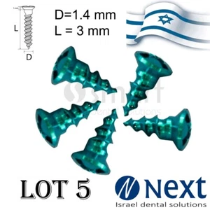 Lot x 5 Screw titanium pin membrane Fixation Bone GBR Ø1.4 L3 tac - Picture 1 of 3