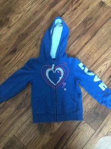 baby gap blue hoodie 4 hearts Full Zip - Picture 1 of 4