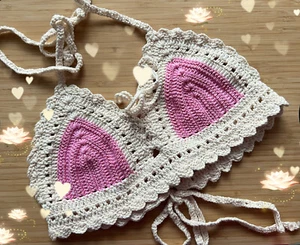 Bikinioberteil Handarbeit Häkel-BH Nostalgie Retro 68-er - Bild 1 von 5