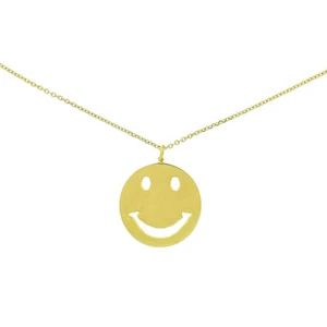 Halskette mit Anhänger 14 Karat Gelbgold Smiley Gesicht - Bild 1 von 5