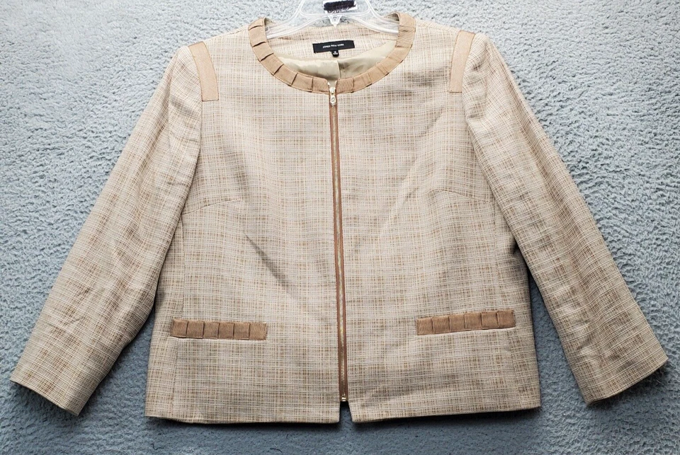 Jones New York Blazer Jacket Women Size 16 Multi Long Sleeve Round Neck Full Zip - Image 1 of 4