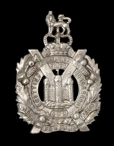 Queens Crown Kings Own Scottish Borders Cap Badge Hallmarked Silver - Foto 1 di 1
