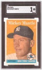 1958 TOPPS #  150 - MICKEY MANTLE - SGC-1 (POOR)