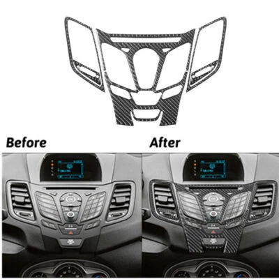 5Pcs Carbon Fiber Interior Radio Console Cover Trim For Ford Fiesta 2011-2015 — 第 1/4 张图片