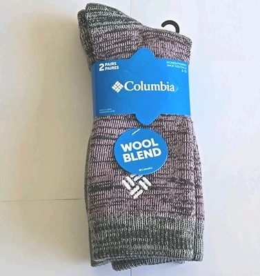 Columbia 2 Pr Gray Pink Wool Blend  Socks Women's Sz  4-10 NWT - Image 1 of 4