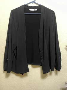 Susan Graver Open Cardigan Plus Size 3X Black Draped Knit Jacket - Picture 1 of 6