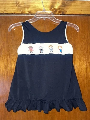 Girl’s Halloween Smocked Sleeveless Top Freddy Jason Michael Myers Chunky Size 8 - Image 1 of 4