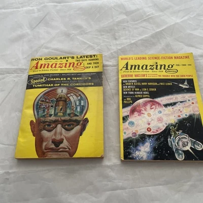 Amazing Stories ~ Feb 1968 ~ The Trouble with you Earth People & Feb 1967 - Image 1 of 4