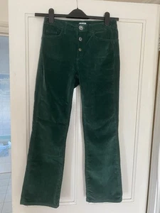 Liu Jo Green Cotton Velvet Stretch Jeans Small 27 inch waist jewel buttons - Picture 1 of 13