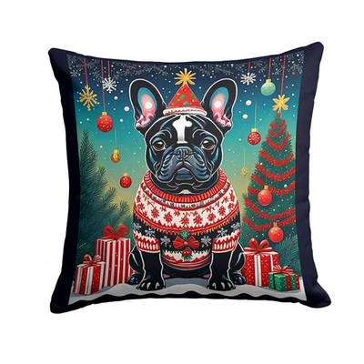 Bulldog Francés Negro/Blanco 2 Almohadas de Navidad Encantadas Foto 1 de 4