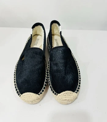 Soludos Alpargata de Cuero Plataforma Zapatilla para Fumar Plana Talla 8M Negra Foto 1 de 4