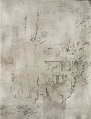 E. MAYER (*1932), Opt. Täuschung. Gesicht und Architektur, um 1985, Rad. - Bild 1 von 4