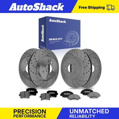Front Rear Drilled Slotted Brake Rotors Ceramic Pads for Cadillac XTS 3.6L Foto 1 de 4