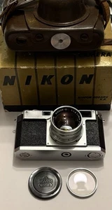 Nikon S2 chrome rangefinder body w/ Nikkor 5cm f1.4 Lens remarkable condition - Picture 1 of 12