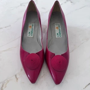 Vintage Red Liz Claiborne Heels Pumps Pointed Toe Leather Spain Women's 7.5 - Picture 1 of 10