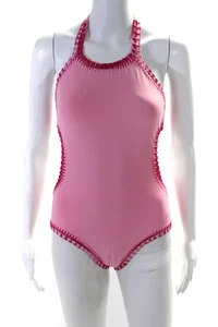 Planet Sea Girls Open Back Halter Square Neck One Piece Pink Size 16 - Picture 1 of 4